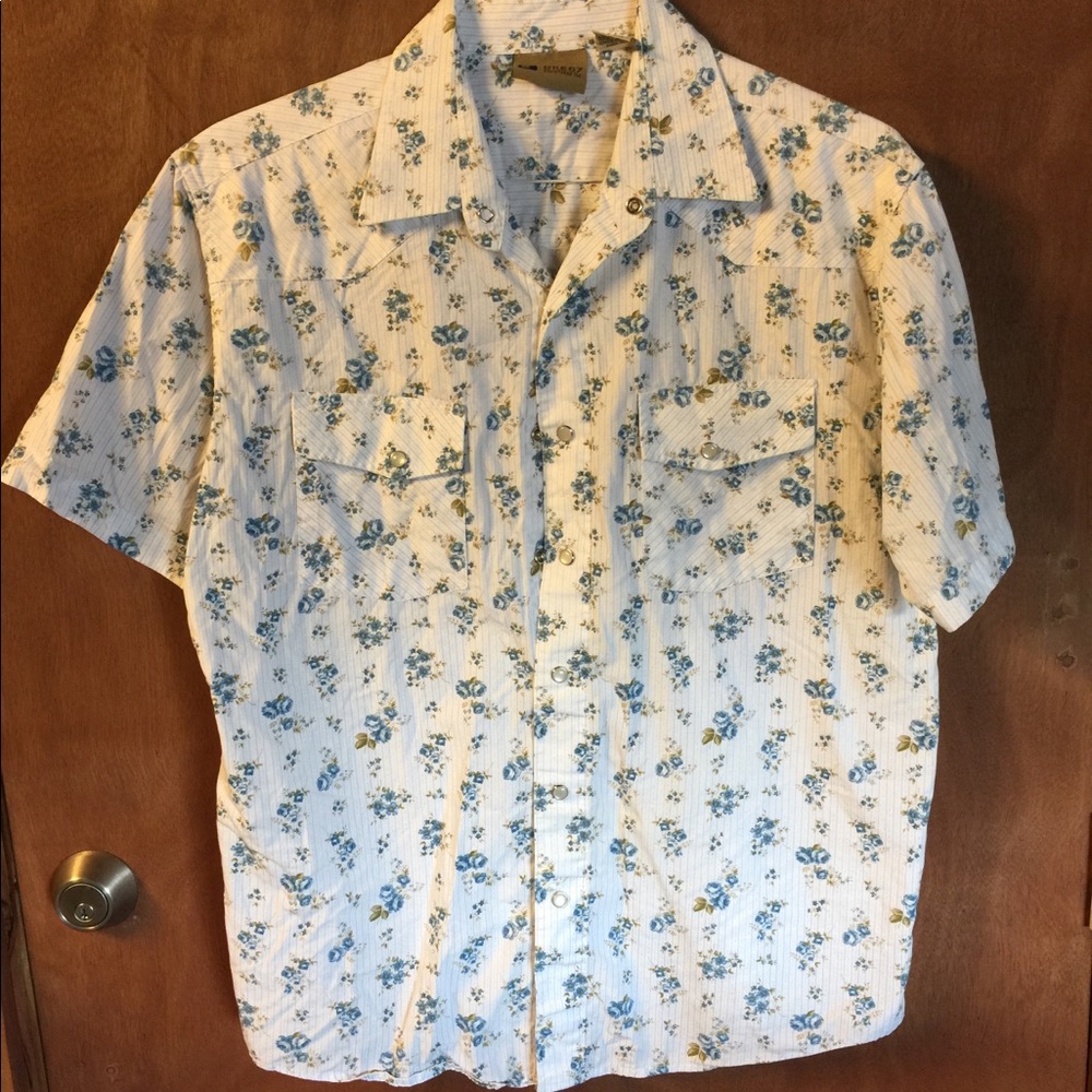 BKE 67 Mens Short Sleeve Pearl Snap Shirt Size S